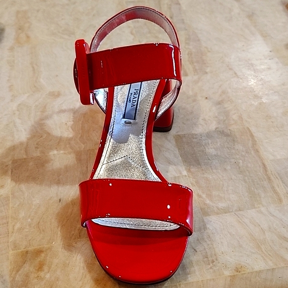 NIB Prada Red Patent Sandals EU 37 1/2 - Picture 8 of 13